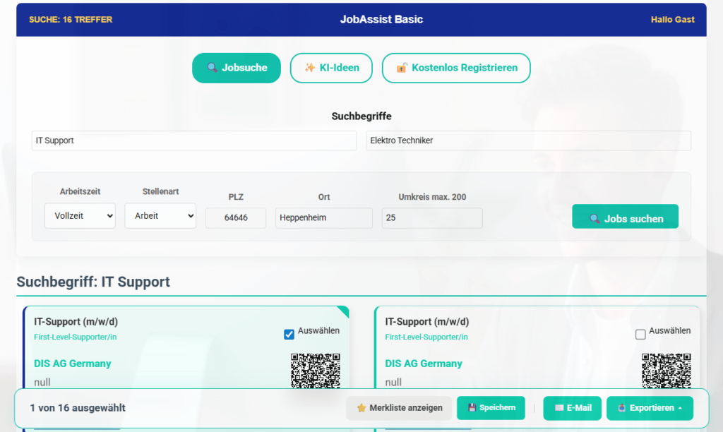 JobAssist Basic Software für Arbeitssuchende
