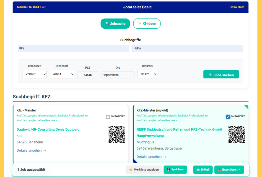 JobAssist Basic intelligente Stellensuche